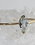 Marquise Cut Aquamarine Engagement Ring, 14k Gold March Birthstone Ring