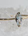 Marquise Cut Aquamarine Engagement Ring, 14k Gold March Birthstone Ring