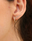 14k Gold Diamond Huggie Hoop Earrings (SINGLE or PAIR)