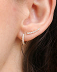 14k Gold Diamond Huggie Hoop Earrings (SINGLE or PAIR)