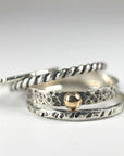 Stacking Ring Set: 14k Gold Ball Hammered Band - Melt'm Jewelry