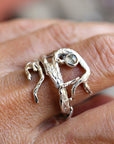 Gemstone Twig Ring in Sterling Silver