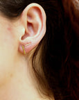 Minimalist Bar Stud Earrings 14k Solid Gold