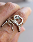 Gemstone Twig Ring in Sterling Silver