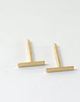 Minimalist Bar Stud Earrings 14k Gold - Melt'm Jewelry