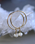 Pearl Hoop Earrings, Rose Gold Bridal Jewelry, Gold Filled Hoops - Melt'm Jewelry