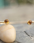 Dual Birthstone Bracelets Gold Filled or Sterling Silver, Open Gemstone Bangles - Melt'm Jewelry