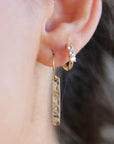 Minimalist Hammered Gold Filled Bar Drop Earrings