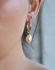 Keshi Pearl Hoop Earrings in Rose Gold or Yellow Gold Filled