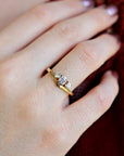 Chevron Wedding Band Three Stone Diamond Ring