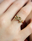 14k Gold Floral Leaf Ring – Nature Inspired Art Nouveau Bouquet Ring