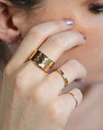 Gold Filled Wide Hammered Ring
