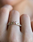 Textured Silver Band and Gold Granule Accents, Pink Tourmaline Ring