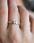 Textured Silver Band and Gold Granule Accents, Pink Tourmaline Ring