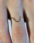 Curved Wedding Ring, Marquise Diamond Gold Band