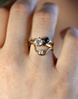 Curved Wedding Ring, Marquise Diamond Gold Band