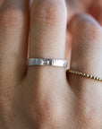 Hammered Silver Band Diamond Ring, Mixed Metal Ring - Melt'm Jewelry