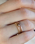 Dainty Diamond Ring 14k Solid Gold – Tiny Bezel Set Diamond Solitaire Stacking Ring