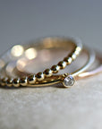 Dainty Tiny Diamond 14k Gold Ring, Solitaire Ring