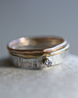 Silver, Gold and Rose Gold Set of 3 Ring with Diamond