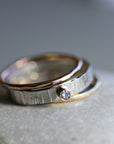Silver, Gold and Rose Gold Set of 3 Ring with Diamond - Melt'm Jewelry