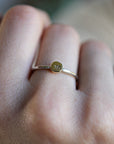 Solid 14k Gold Rustic Pebble Ring, Silver Band Gold Initial Ring