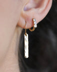 Minimalist Hammered Gold Filled Bar Drop Earrings