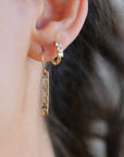 Minimalist Hammered Gold Filled Bar Drop Earrings