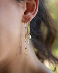 Freshwater Pearl Chain Earrings in Gold Filled, Solid Gold or Sterling Silver