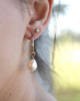 Keshi Pearl Hoop Earrings in Rose Gold or Yellow Gold Filled