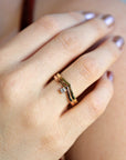 14k Gold Chevron Diamond Wedding Band Ring