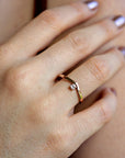 14k Gold Chevron Diamond Wedding Band Ring - Melt'm Jewelry