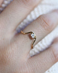 Curved Wedding Ring, Marquise Diamond Gold Band