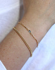 Dainty Gold Chain Blue Topaz Bracelet - Melt'm Jewelry