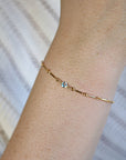 Dainty Gold Chain Blue Topaz Bracelet