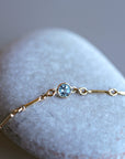 Dainty Gold Chain Blue Topaz Bracelet - Melt'm Jewelry