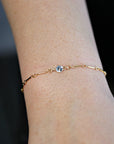 Dainty Gold Chain Blue Topaz Bracelet - Melt'm Jewelry