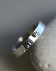 Hammered Silver Band Diamond Ring, Mixed Metal Ring - Melt'm Jewelry