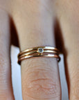 Dainty Tiny Diamond 14k Gold Ring, Solitaire Ring