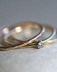 Dainty Tiny Diamond 14k Gold Ring, Solitaire Ring