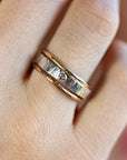 Silver, Gold and Rose Gold Set of 3 Ring with Diamond