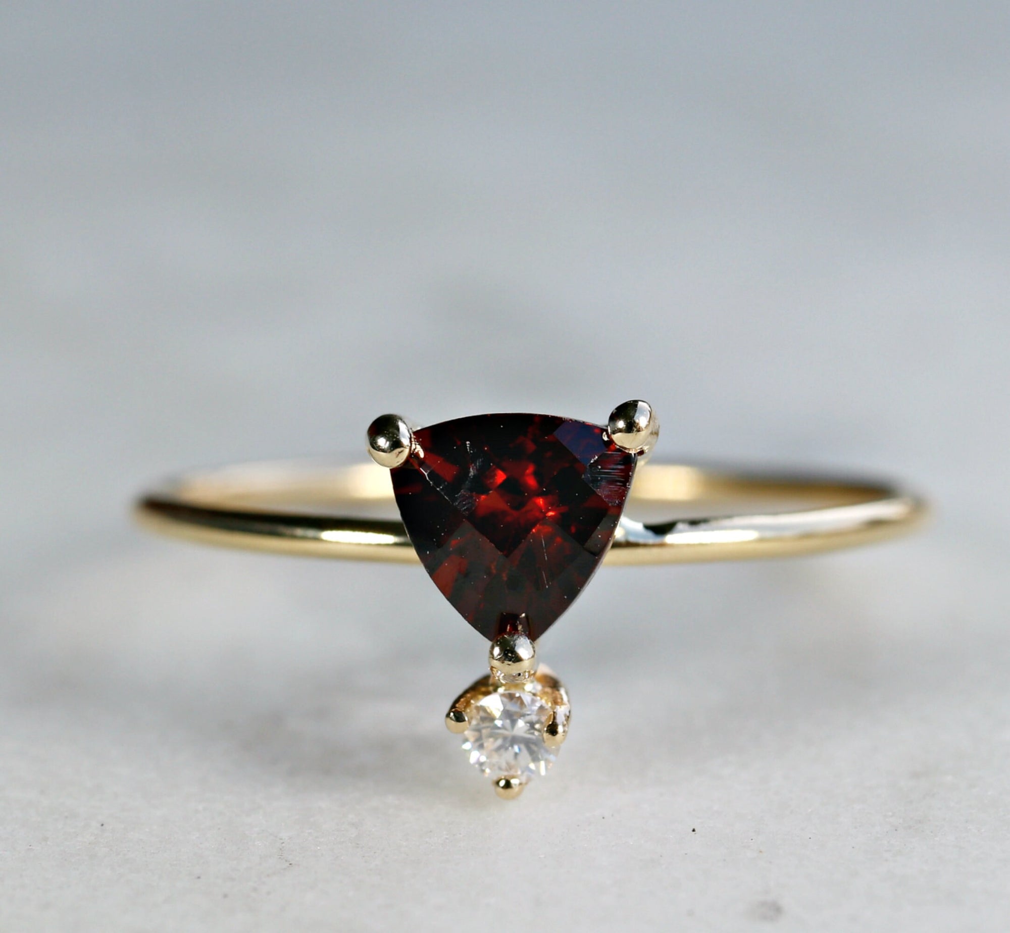 Diamond Garnet Ring 14k Gold