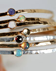 Birthstone Gems Cuff Bracelets Gold Filled or Sterling Silver