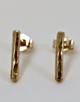 Minimal Simple Hammered Bar Stud Earrings Gold Filled - Melt'm Jewelry
