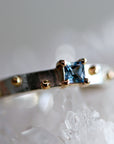 Princess Cut Aquamarine Ring Mixed Metal Gold and Silver