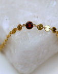 Gold Coin Chain Garnet Necklace, Garnet Choker