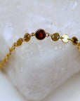 Gold Coin Chain Garnet Necklace, Garnet Choker - Melt'm Jewelry