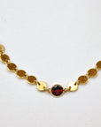 Gold Coin Chain Garnet Necklace, Garnet Choker