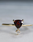 Diamond & Garnet Ring 14k Gold