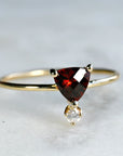 Diamond & Garnet Ring 14k Gold